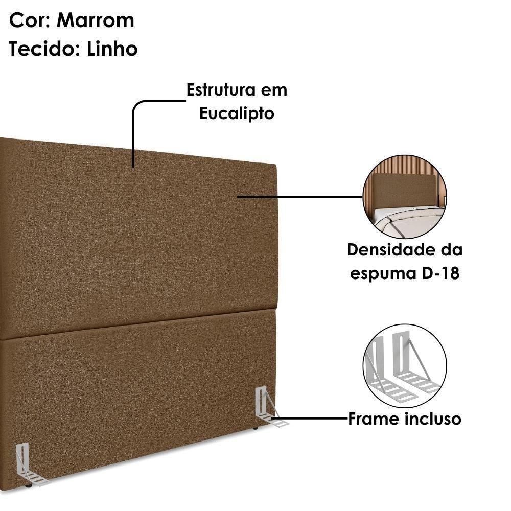 Cabeceira Queen 160 Cm Com Frame Luna Linho Marrom Artte Marrom - 6