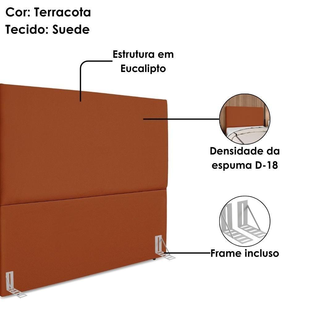 Cabeceira Queen 160 Cm Com Frame Luna Suede Terracorta Artte Terracota - 4