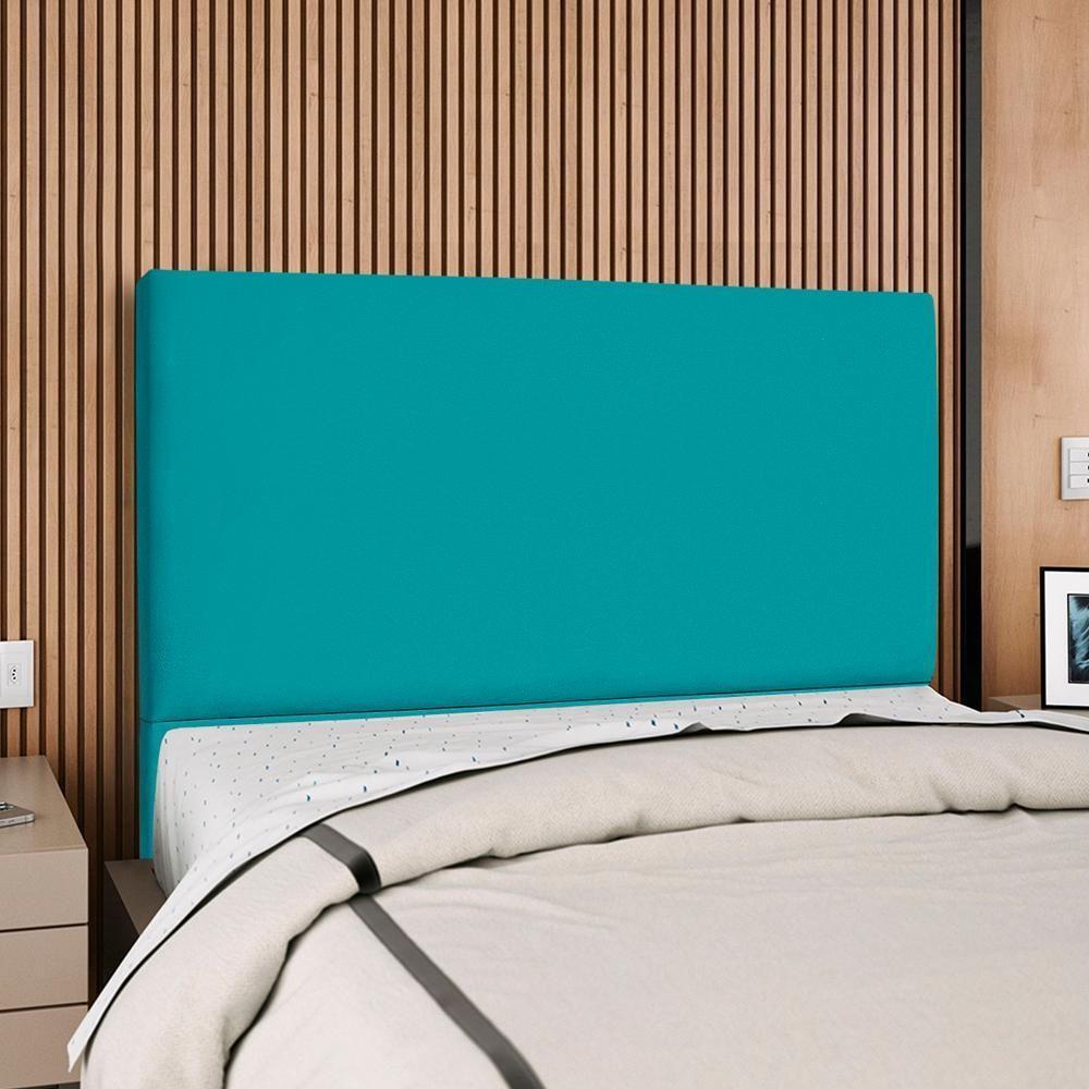 Cabeceira Casal 140 Cm Com Frame Luna Suede Azul Turquesa Artte Azul Turqueza - 2