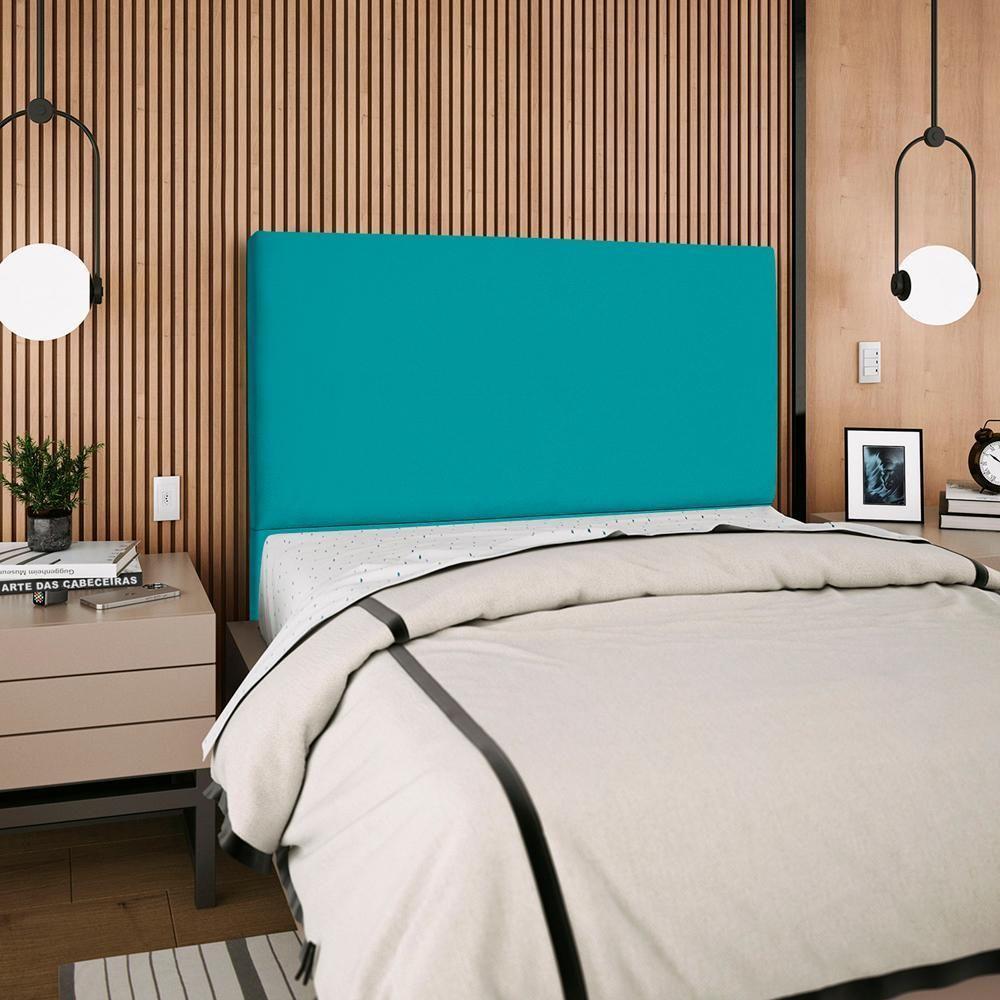 Cabeceira Casal 140 Cm Com Frame Luna Suede Azul Turquesa Artte Azul Turqueza - 8