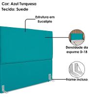 Cabeceira Casal 140 Cm Com Frame Luna Suede Azul Turquesa Artte Azul Turqueza