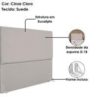 Cabeceira Casal 140 Cm Com Frame Luna Suede Cinza Claro Artte Cinza Claro - 8