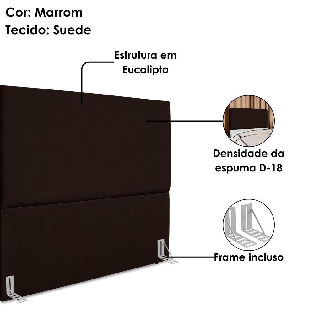 Cabeceira Casal 140 Cm Com Frame Luna Suede Marrom Artte Marrom - 3