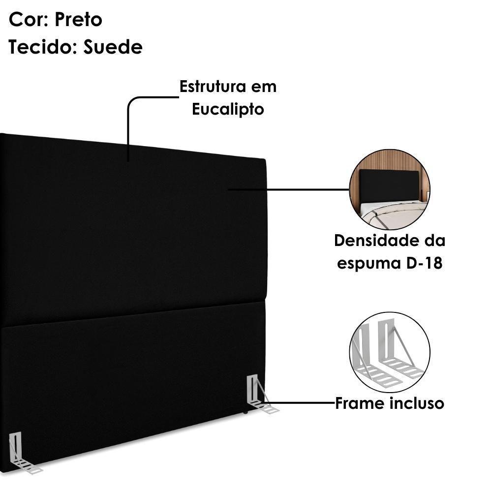 Cabeceira Queen 160 Cm Com Frame Luna Suede Preto Artte Preto - 4