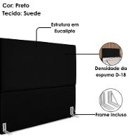 Cabeceira Queen 160 Cm Com Frame Luna Suede Preto Artte Preto