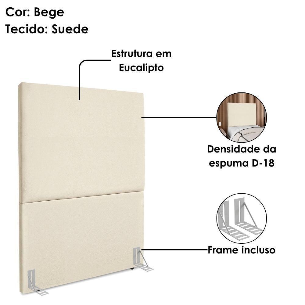 Cabeceira Solteiro 100 Cm Com Frame Luna Suede Bege Artte Bege - 4