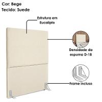 Cabeceira Solteiro 100 Cm Com Frame Luna Suede Bege Artte Bege