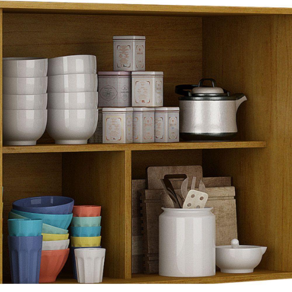 Balcão Athenas 110cm Com 3 Portas 2 Gavetas Mobilihouse Cinamomo/cinza Acetinado - 4