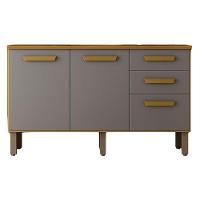 Balcão Athenas 110cm Com 3 Portas 2 Gavetas Mobilihouse Cinamomo/cinza Acetinado - 2