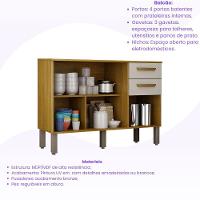 Balcão Athenas 110cm Com 3 Portas 2 Gavetas Mobilihouse Cinamomo/cinza Acetinado - 5