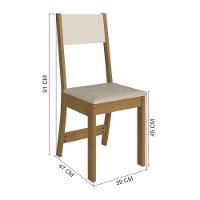 Mesa Talita Com 4 Cadeiras Freijo-off White Com Assento Em Linho - Indekes - 3