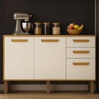 Balcão Athenas 110cm Com 3 Portas 2 Gavetas Mobilihouse Cinamomo/off White Acetinado - 1