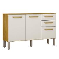 Balcão Athenas 110cm Com 3 Portas 2 Gavetas Mobilihouse Cinamomo/off White Acetinado - 5