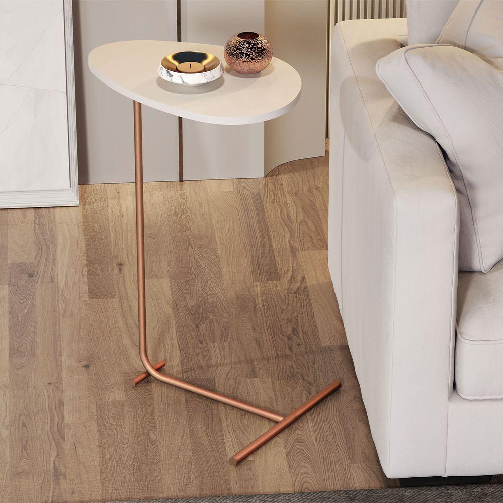 Mesa De Apoio Sofa Organic Off White Pe Bronze - Moveis Jb - 2