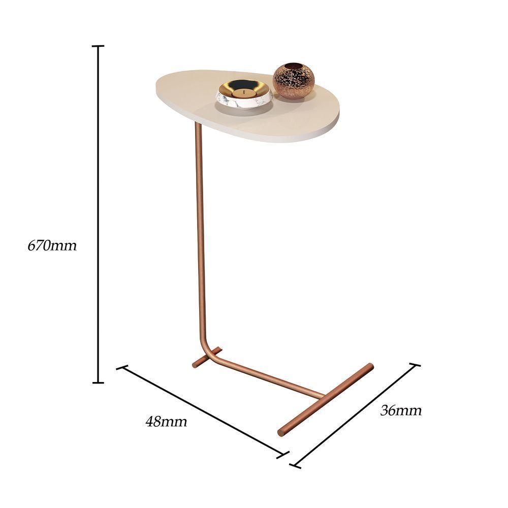 Mesa De Apoio Sofa Organic Off White Pe Bronze - Moveis Jb - 5