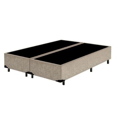 Cama Box Blindado Casal Bipartido Loja Xerife Suede Bege 40x138x188