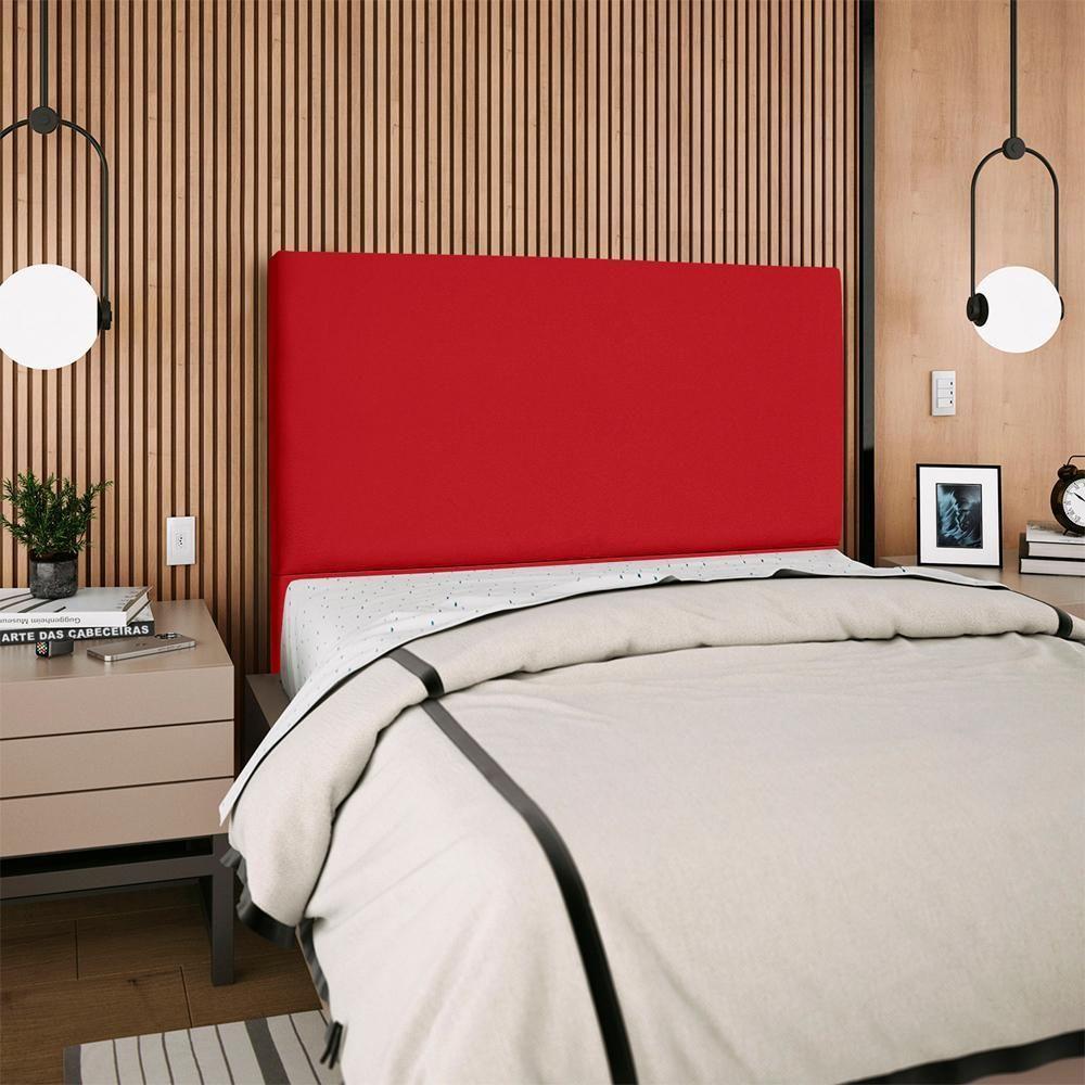 Cabeceira Casal 140 Cm Com Frame Luna Suede Vermelho Artte Vermelho - 8