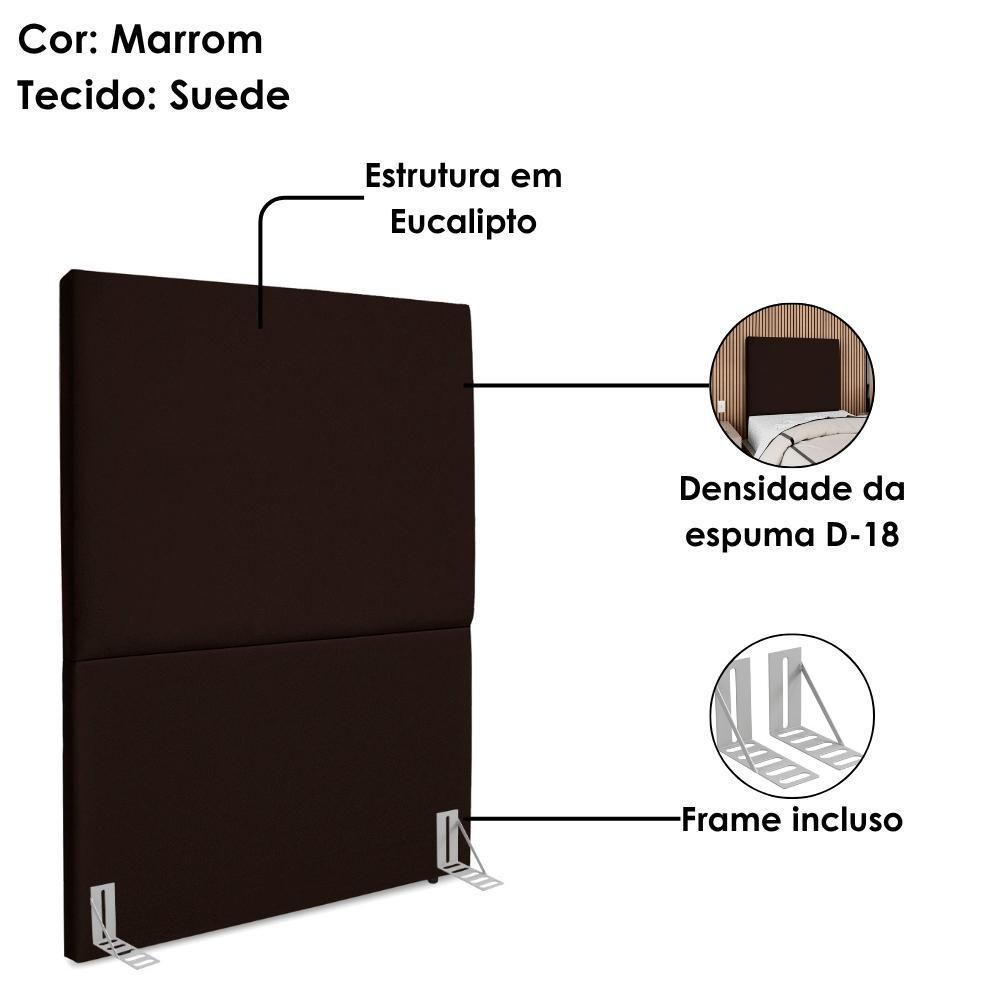 Cabeceira Solteiro 100 Cm Com Frame Luna Suede Marrom Artte Marrom - 4