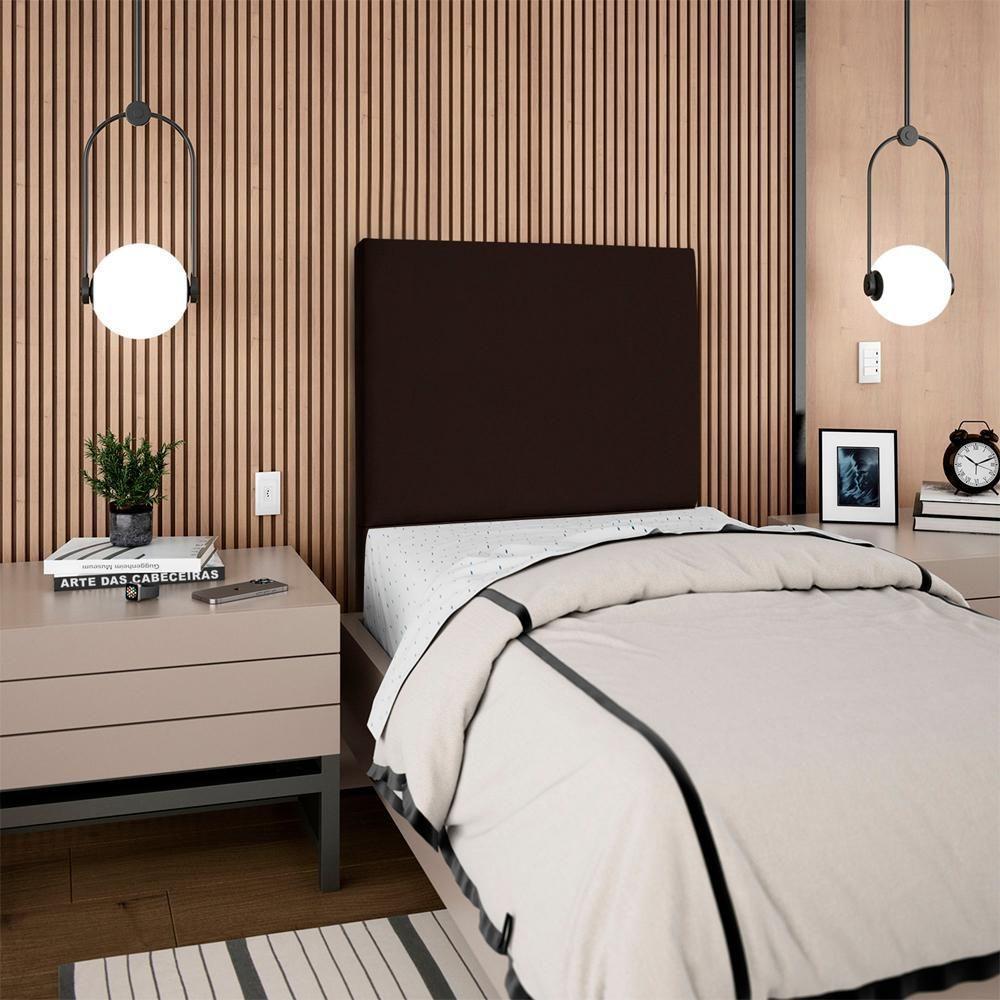 Cabeceira Solteiro 100 Cm Com Frame Luna Suede Marrom Artte Marrom - 7