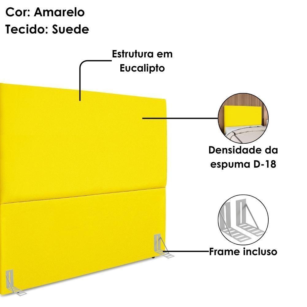 Cabeceira Casal 140 Cm Com Frame Luna Suede Amarelo Artte Amarelo - 4