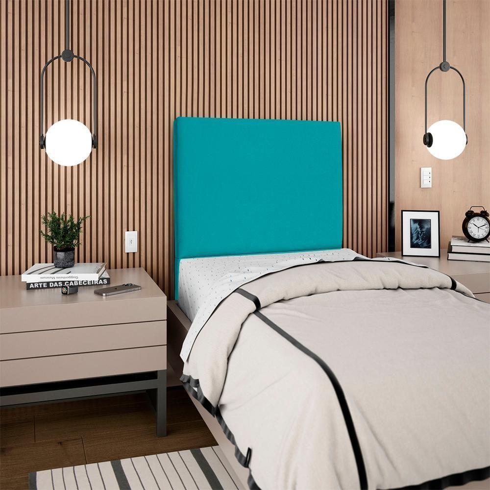 Cabeceira Solteiro 100 Cm Com Frame Luna Suede Azul Turquesa Artte Azul Turqueza - 8