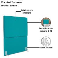 Cabeceira Solteiro 100 Cm Com Frame Luna Suede Azul Turquesa Artte Azul Turqueza