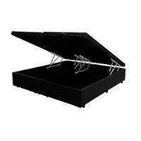 Cama Box Baú Casal Bipartido Loja Xerife Sintético Preto 41x138x188 - 1