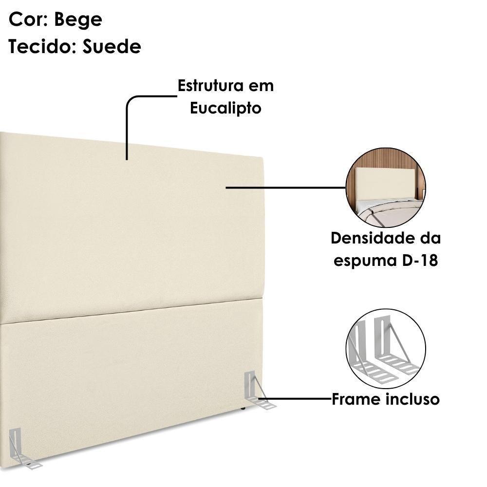Cabeceira Queen 160 Cm Com Frame Luna Suede Bege Artte Bege - 4