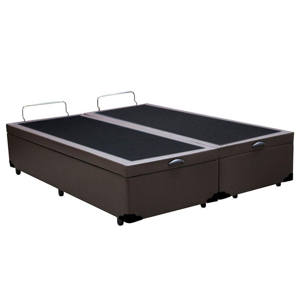 Cama Box Baú Queen Bipartido Loja Xerife Sintético Marrom 41x158x198 - 2