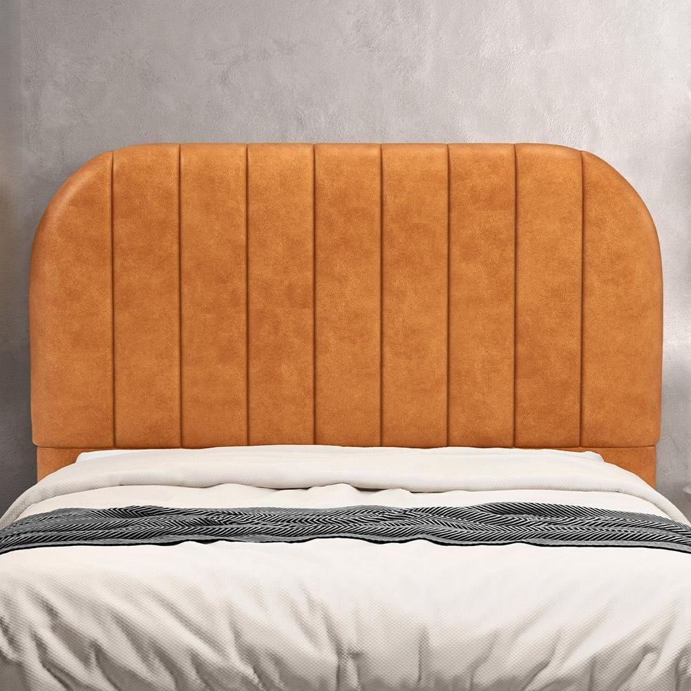 Cabeceira Cama Box Queen Estofada Orgânica 160cm Alice W01 Couríssimo Canela - Lyam Decor - 2