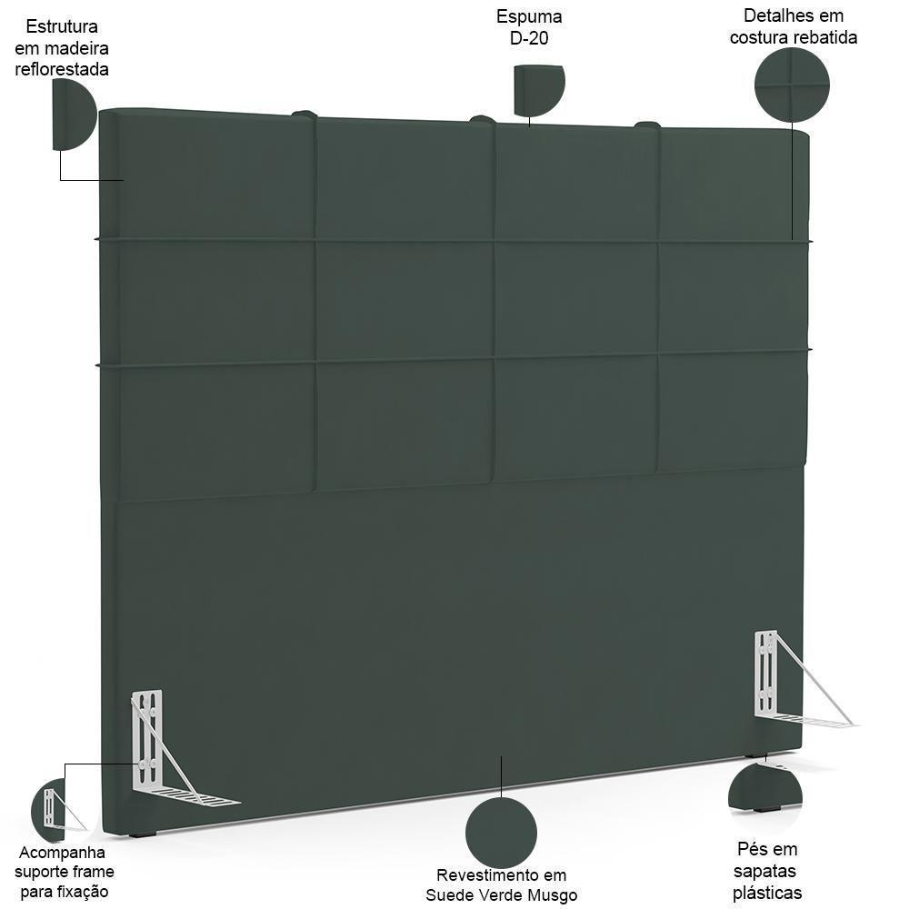 Cabeceira Cama Box Queen 160 Cm Roma W01 Suede Verde Musgo - Lyam - 4