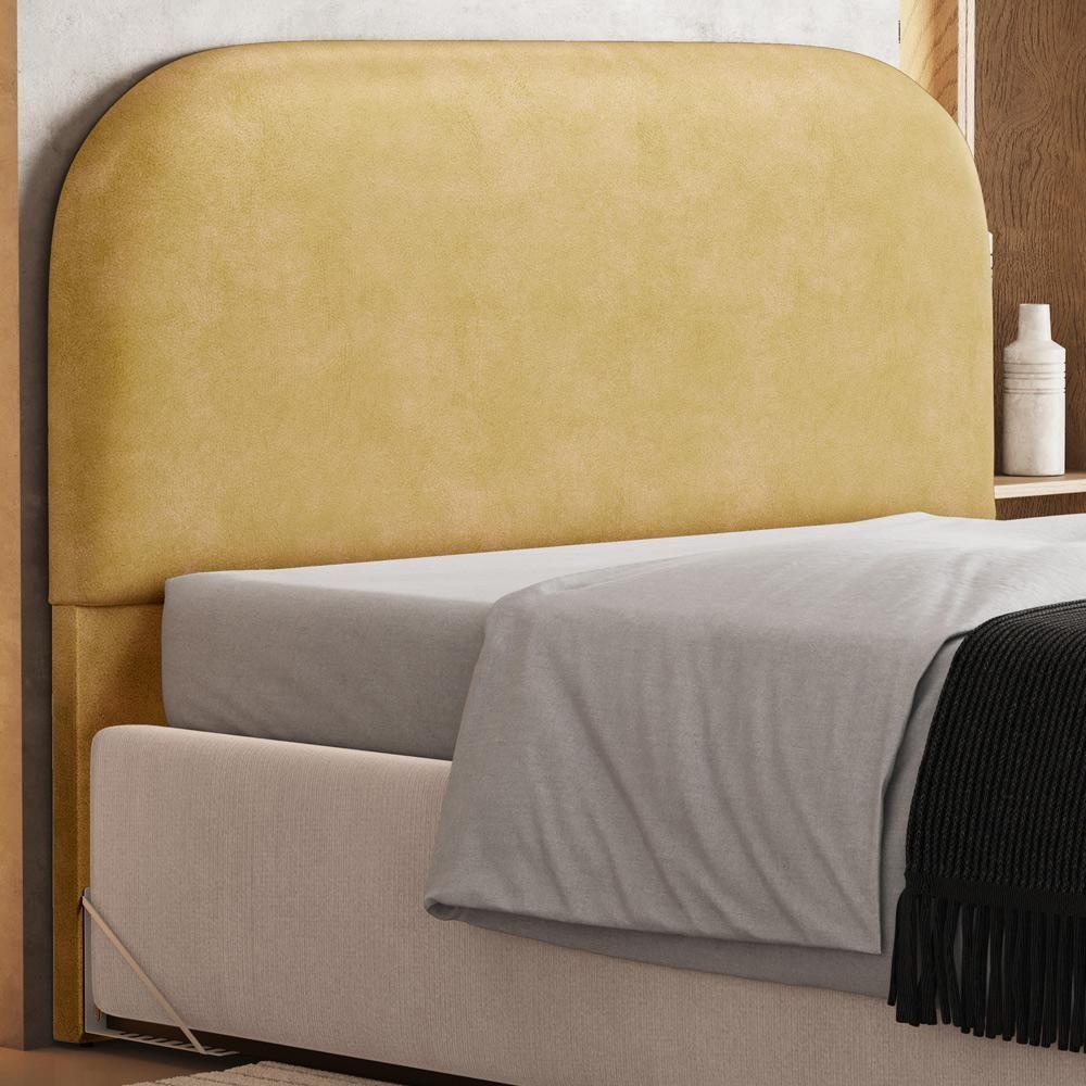 Cabeceira Cama Box Queen 160cm Lanna Com Puff Recamier Doha W01 Couríssimo Fendi - Lyam Decor - 3