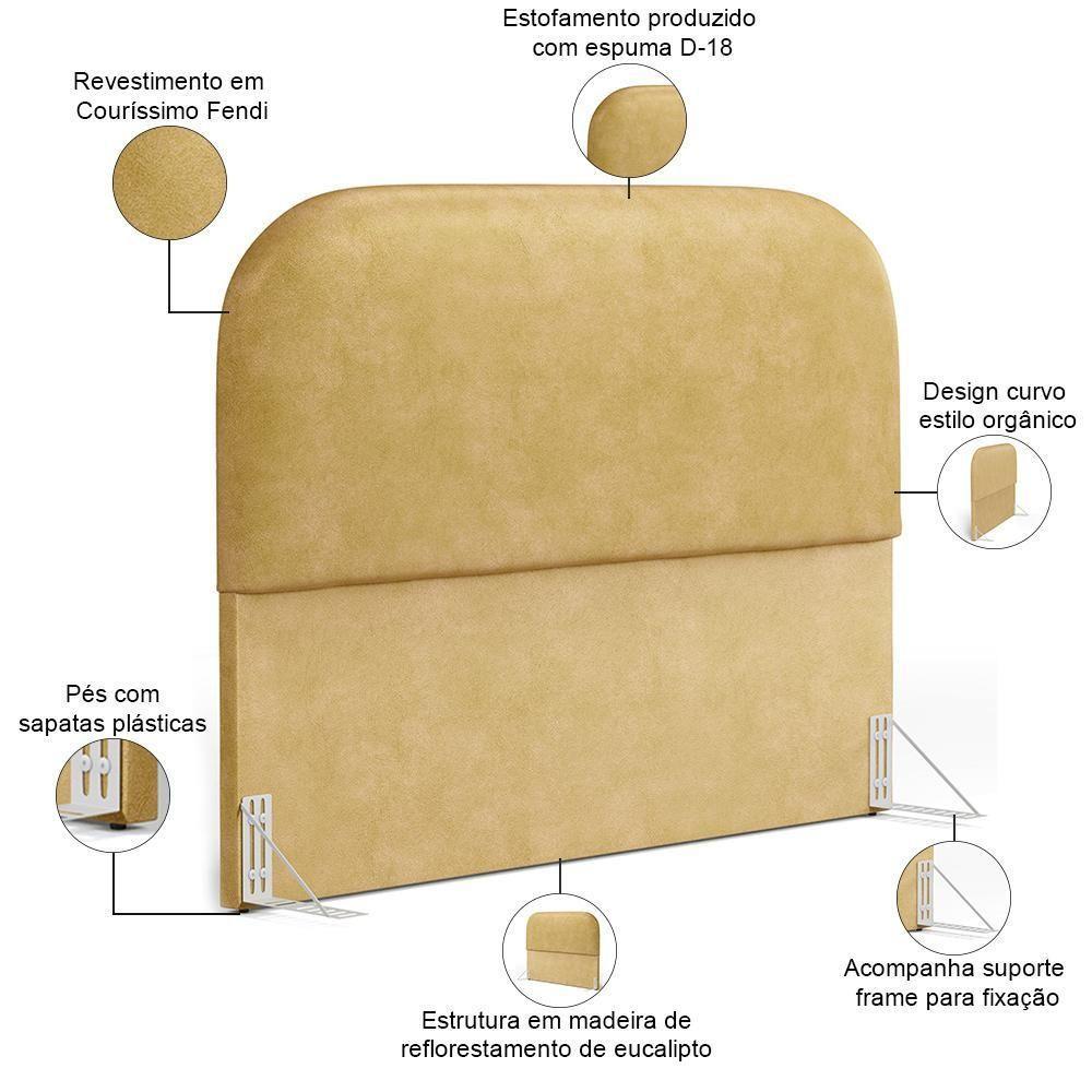 Cabeceira Cama Box Queen 160cm Lanna Com Puff Recamier Doha W01 Couríssimo Fendi - Lyam Decor - 6