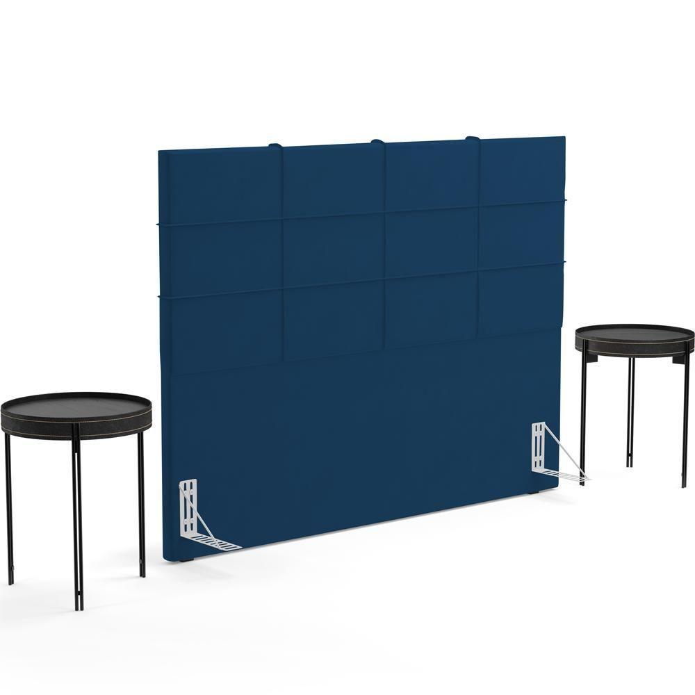 Cabeceira Cama Box Queen 160 Cm Roma W01 Suede Azul Marinho - Lyam - 3