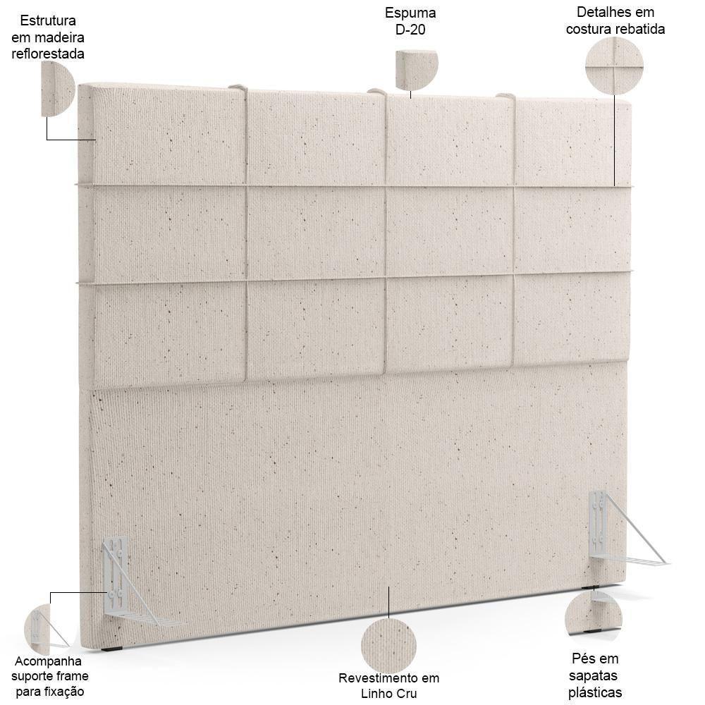 Cabeceira Cama Box Queen 160 Cm Roma W01 Linho Cru - Lyam - 4