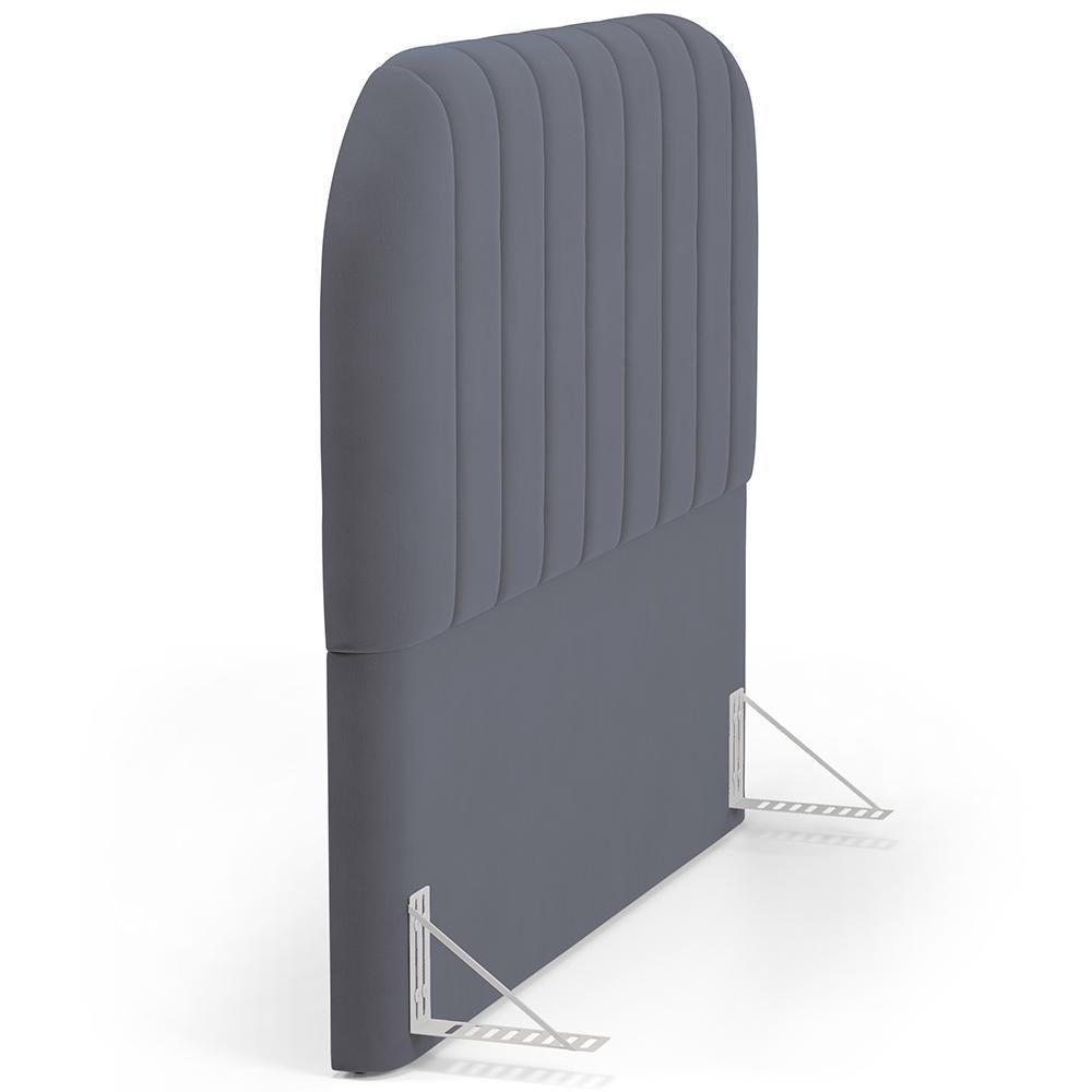Cabeceira Cama Box King Estofada Orgânica 195cm Alice W01 Suede Cinza - Lyam Decor - 6