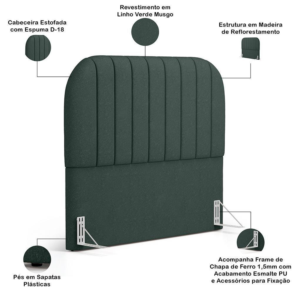 Cabeceira Cama Box King Estofada Orgânica 195cm Alice W01 Linho Verde Musgo - Lyam Decor - 4