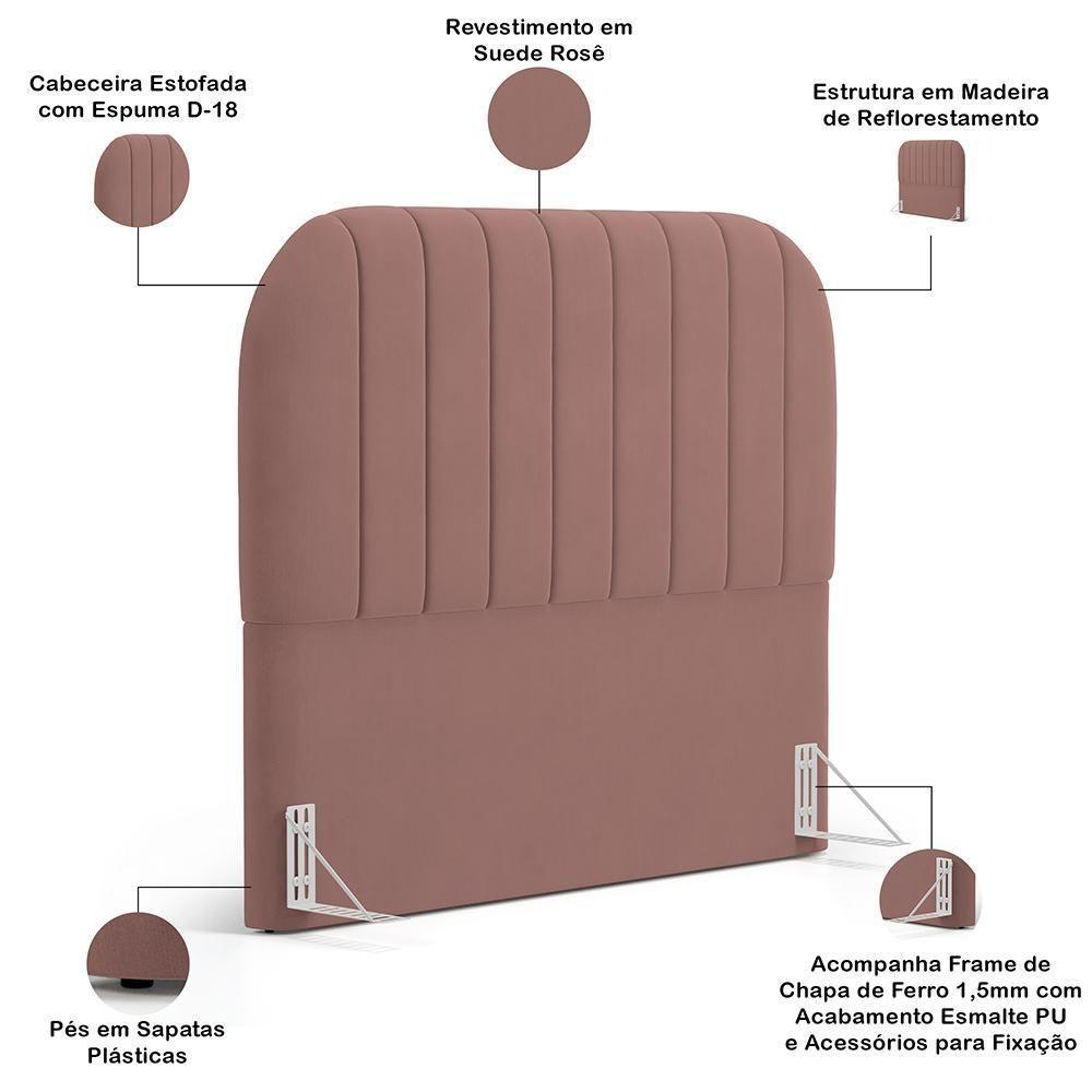 Cabeceira Cama Box King Estofada Orgânica 195cm Alice W01 Suede Rosê - Lyam Decor - 4