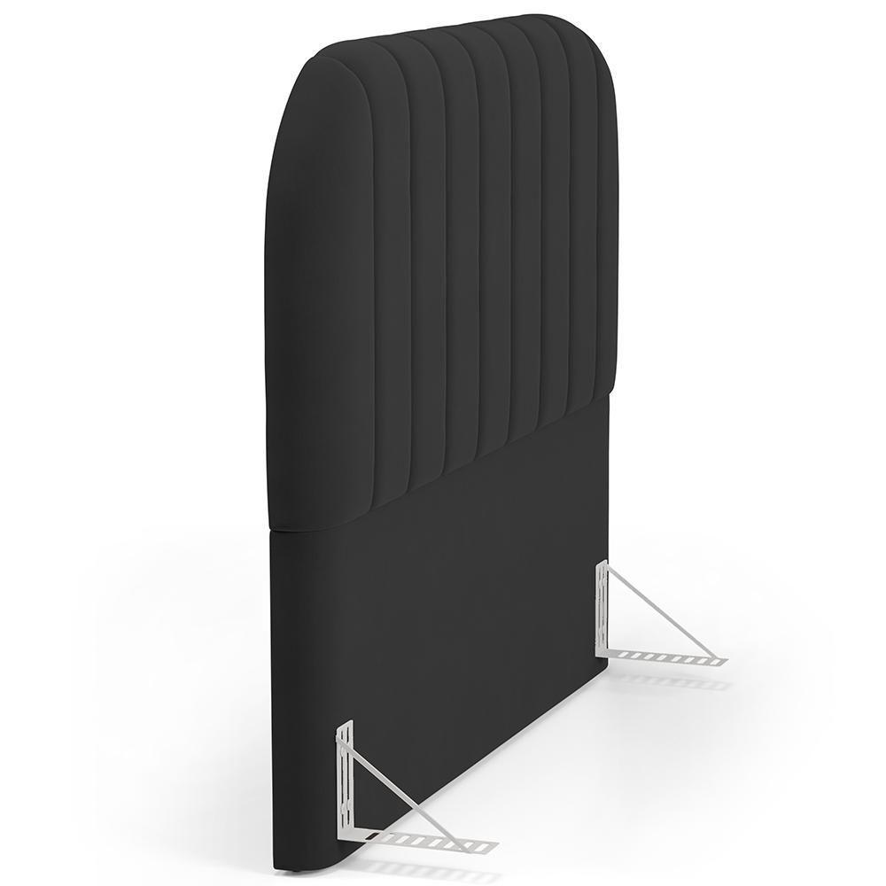 Cabeceira Cama Box King Estofada Orgânica 195cm Alice W01 Suede Preto - Lyam Decor - 6