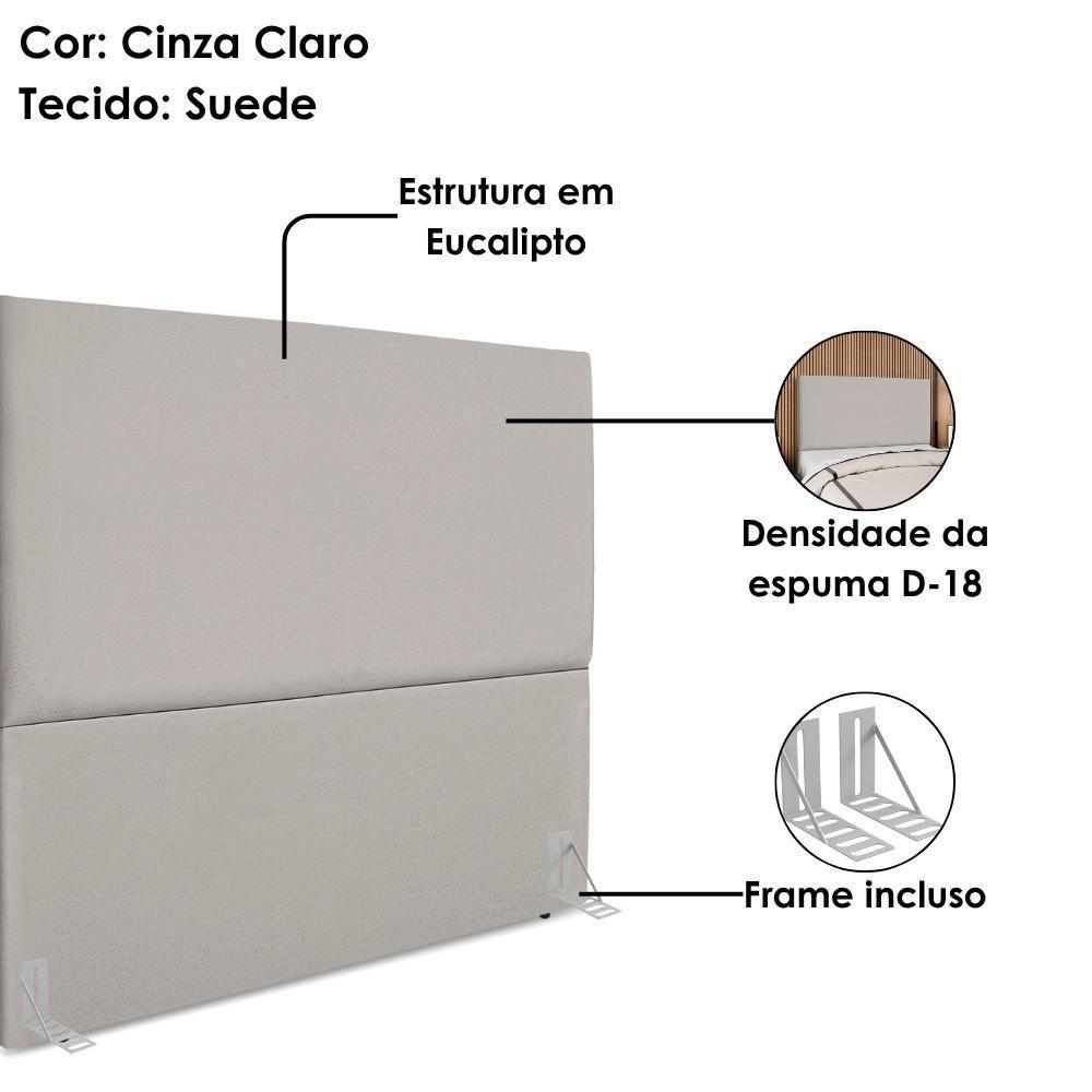Cabeceira Queen 160 Cm Com Frame Luna Suede Cinza Claro Artte Cinza Claro - 4
