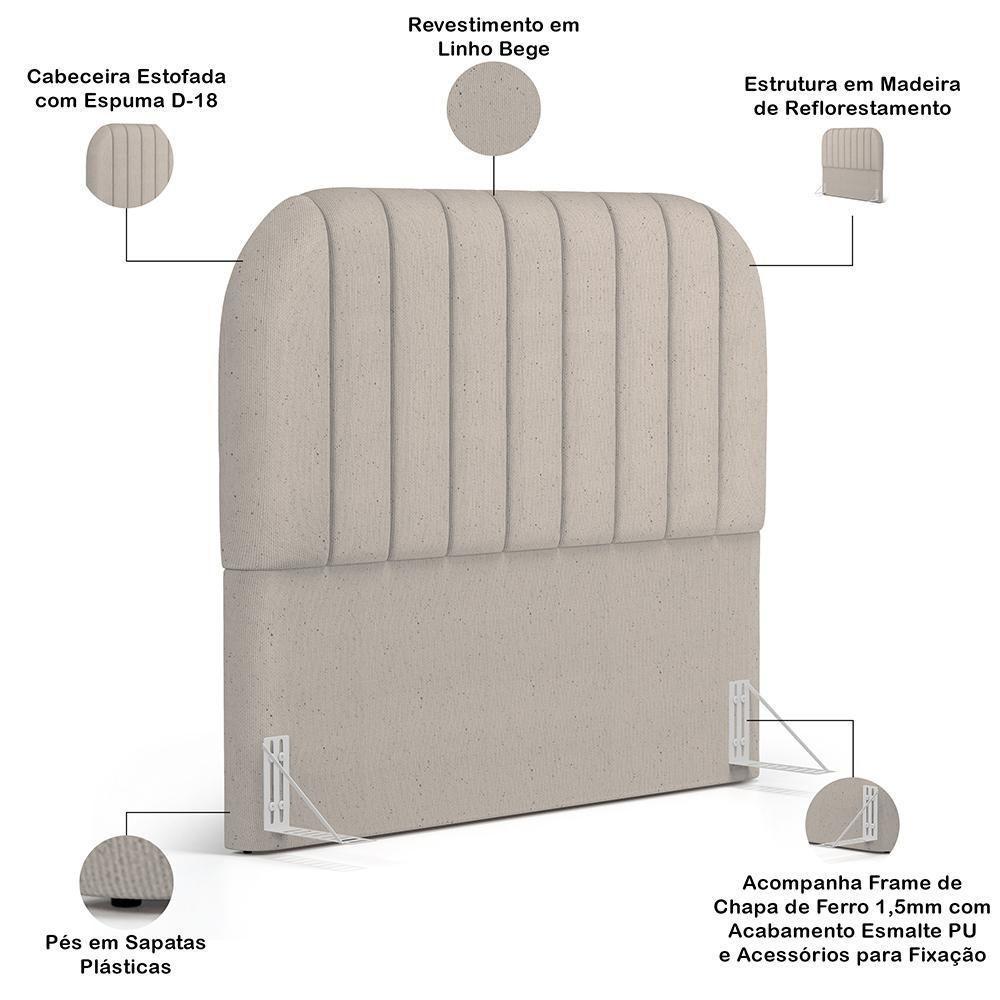 Cabeceira Cama Box King Estofada Orgânica 195cm Alice W01 Linho Bege - Lyam Decor - 4