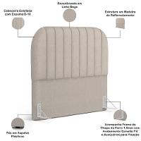 Cabeceira Cama Box King Estofada Orgânica 195cm Alice W01 Linho Bege - Lyam Decor