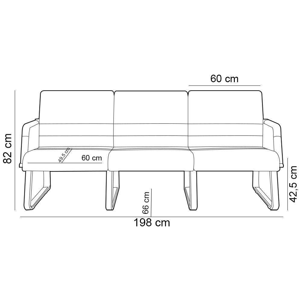 Cadeira Longarina 3 Lugares Recepção Com Braço Pés Cromado Lev P03 Vinil Azul - Lyam Decor - 4