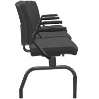 Cadeira Longarina 3 Lugares Aeroporto Recepção Preto Baixa Flexi P03 Vinil Preto - Lyam - 7