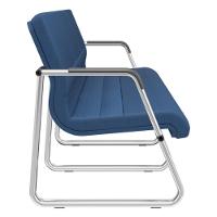 Cadeira Longarina 3 Lugares Recepção Com Braço Pés Cromado Lev P03 Crepe Azul - Lyam Decor - 2