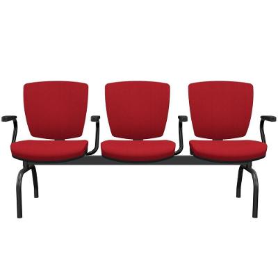 Cadeira Longarina 3 Lugares Aeroporto Recepção Preto Baixa Flexi P03 Poliéster Vermelho - Lyam