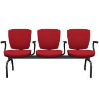 Cadeira Longarina 3 Lugares Aeroporto Recepção Preto Baixa Flexi P03 Poliéster Vermelho - Lyam - 1