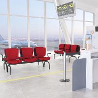 Cadeira Longarina 3 Lugares Aeroporto Recepção Preto Baixa Flexi P03 Poliéster Vermelho - Lyam - 2