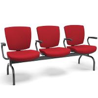 Cadeira Longarina 3 Lugares Aeroporto Recepção Preto Baixa Flexi P03 Poliéster Vermelho - Lyam - 3