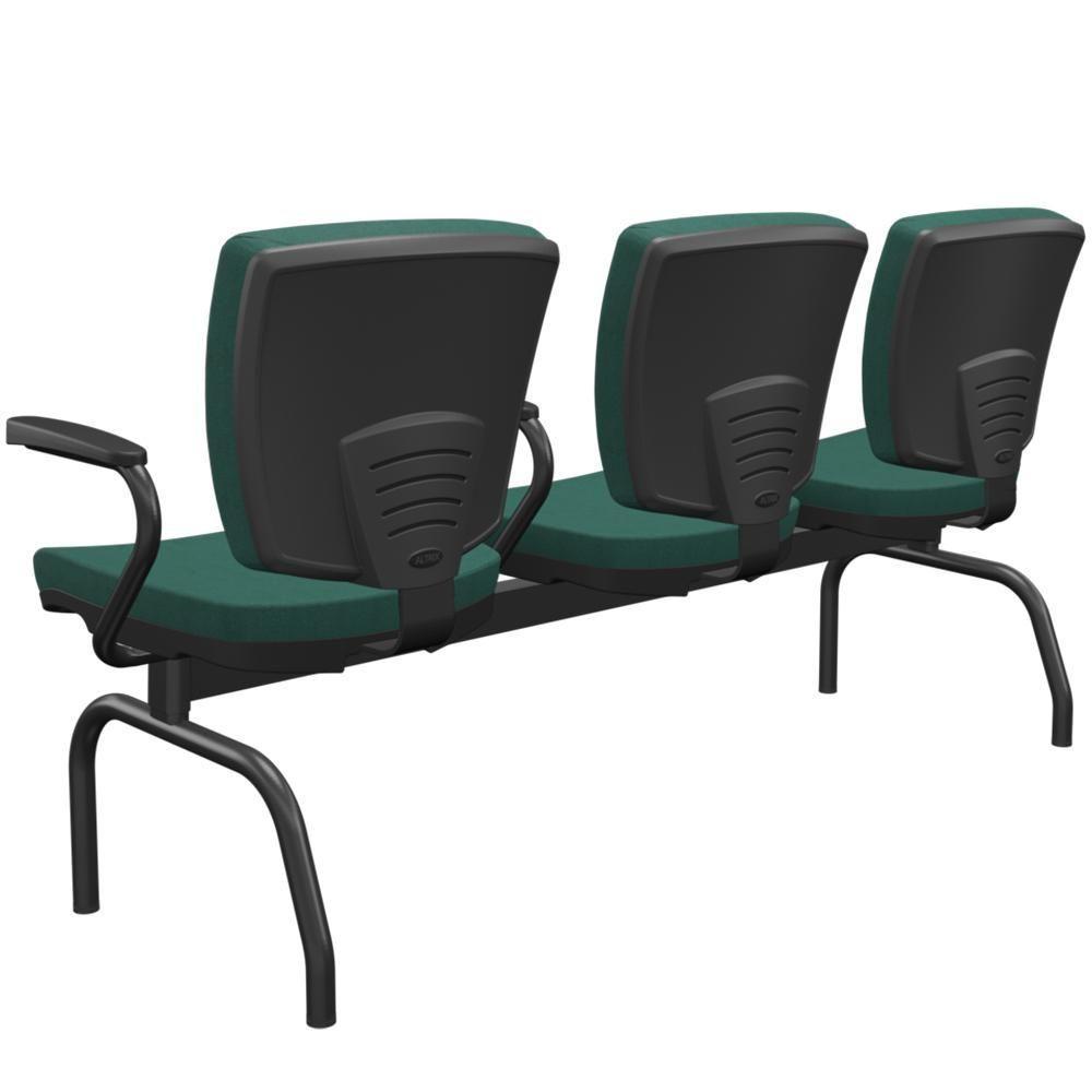Cadeira Longarina 3 Lugares Aeroporto Recepção Preto Baixa Flexi P03 Poliéster Verde - Lyam - 6